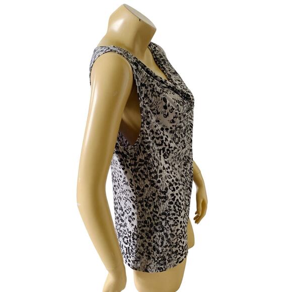 APT 9 Womens Size Large Sleeveless Gray Black Animal Print Cowl Neck Shirt Top - Picture 3 of 7